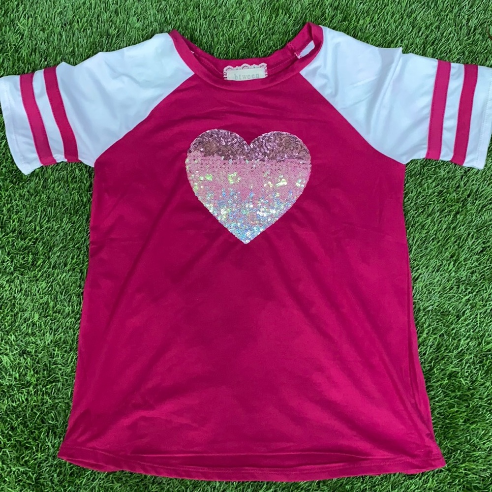 Girls pink heart top